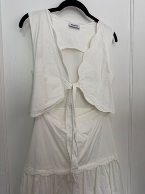 Sandro Cream Tie-Front Layered Dress